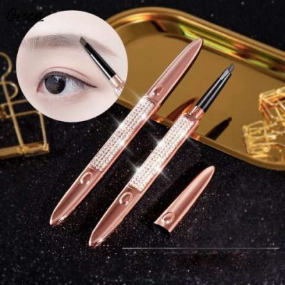 High-end Jeweled Easy Remove Rose Gold Waterproof Professional Eyebrow Powder Pencil Oem Waterproof Brow Pencil With Brush